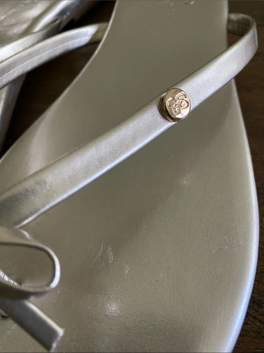 Jessica Simpson Gold Flip Flops